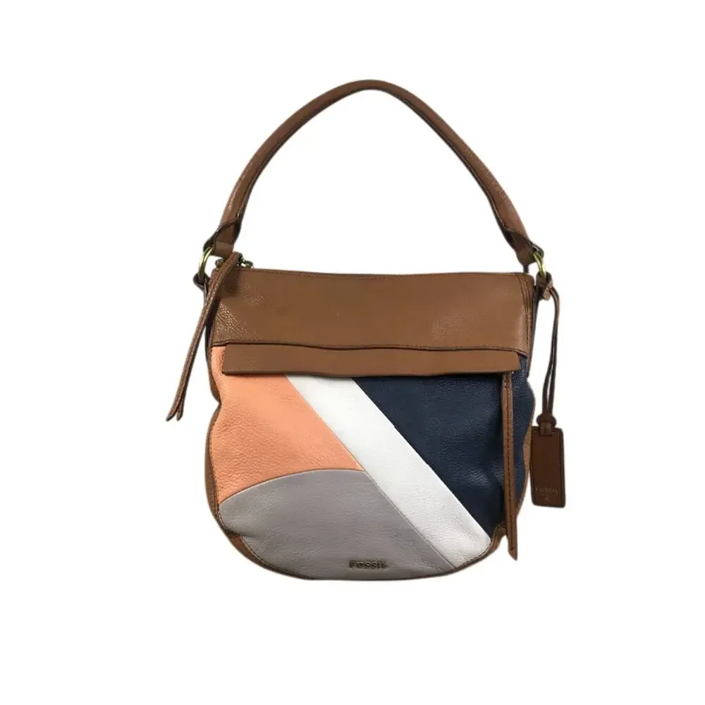 FOSSIL Molly Pebbled Cow Leather Shoulder Bag Hobo Slouchy Work Timeless Everyda